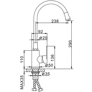 Смеситель для кухни Frap F4448 Серый